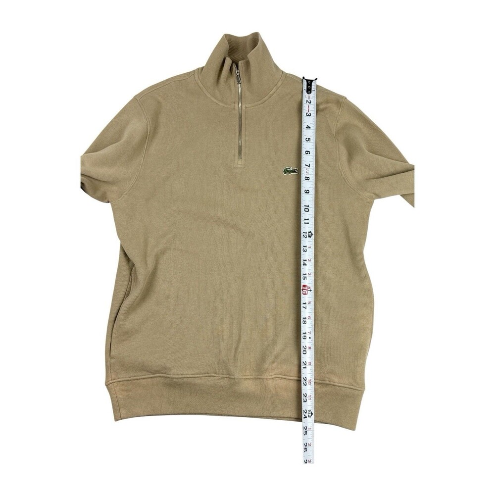 Lacoste Classic Fit 1/4 Zip Sweatshirt Tan Beige Cotton Pullover Men’s S - Picture 9 of 9